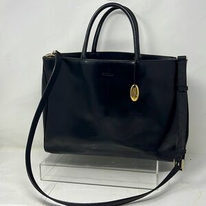 Furla Black Leather Tote Bag with Shoulder Strap